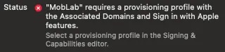 Associated Domains warning